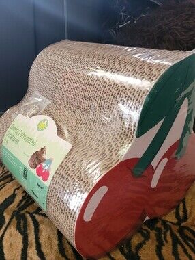 Cherry-Shaped Cat Toy Cardboard Scratcher W Catnip  - New!  Aprox sz 11×11×11